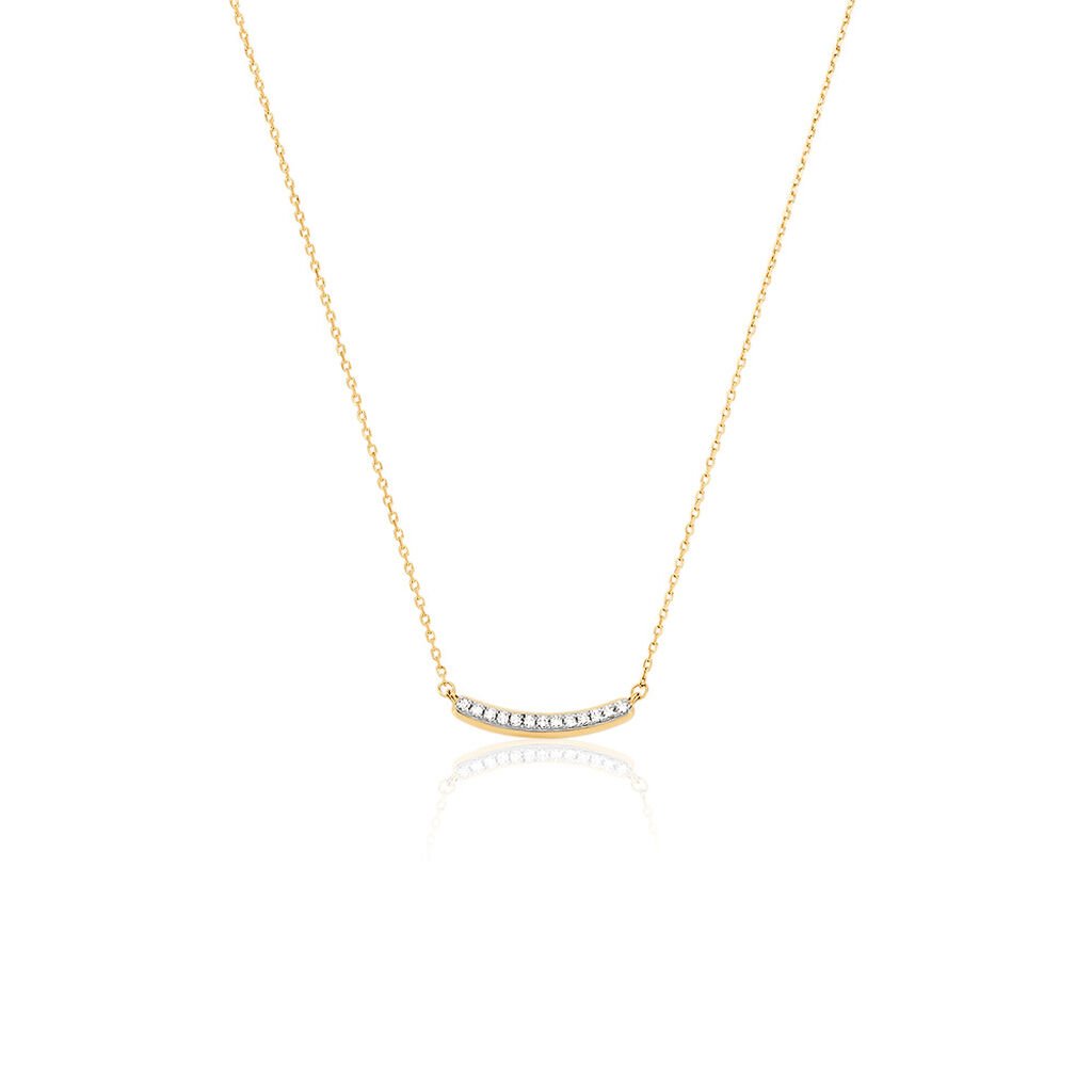 🦚 KAYLA Damen Collier Gold 375 (9 Karat) Synthetischer Diamant Weiß 0,07 ct, Collier mit Stein
