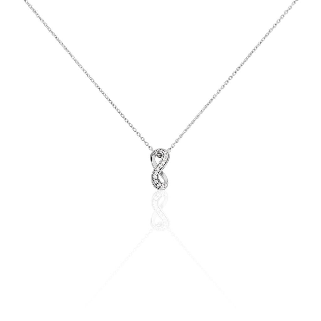 🦚 BERTA 3 Damen Collier Silber 925 Zirkonia Weiß Unendlichkeit, Collier mit Stein