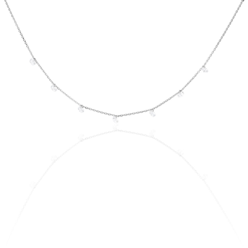🦚 CARO 3 Damen Collier Silber 925 Zirkonia Weiß 0,09 ct Herz, Collier mit Stein