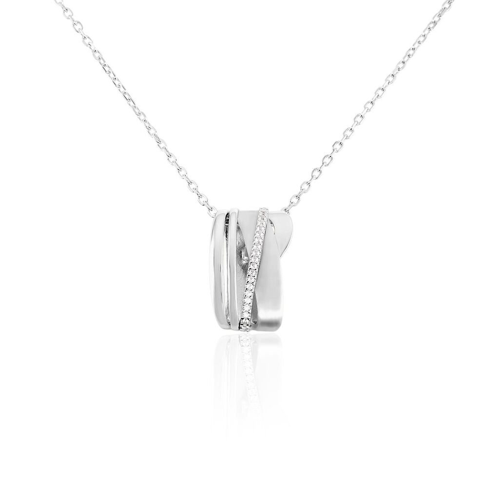 🦚 IRA Damen Collier Silber Silber 925 Zirkonia Weiß, Collier mit Stein
