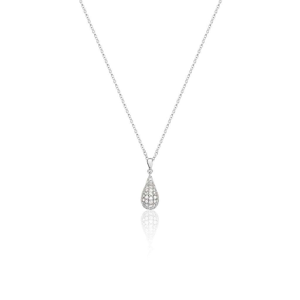🦚 ELANI Damen Collier Silber 925 Zirkonia Weiß 0,28 ct Tropfen, Collier mit Stein