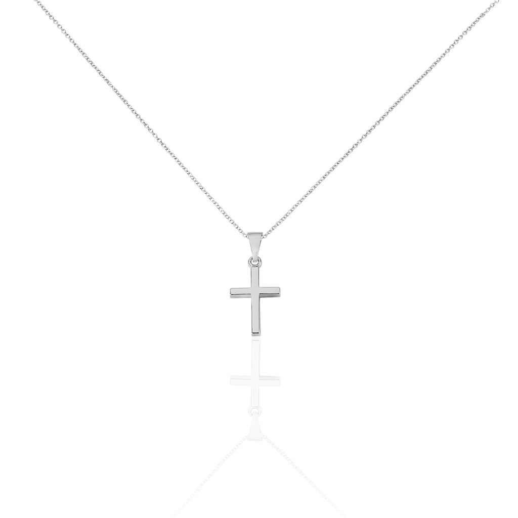 🦚 Damen Collier Silber 925 Religiöses Kreuz, Collier ohne Stein