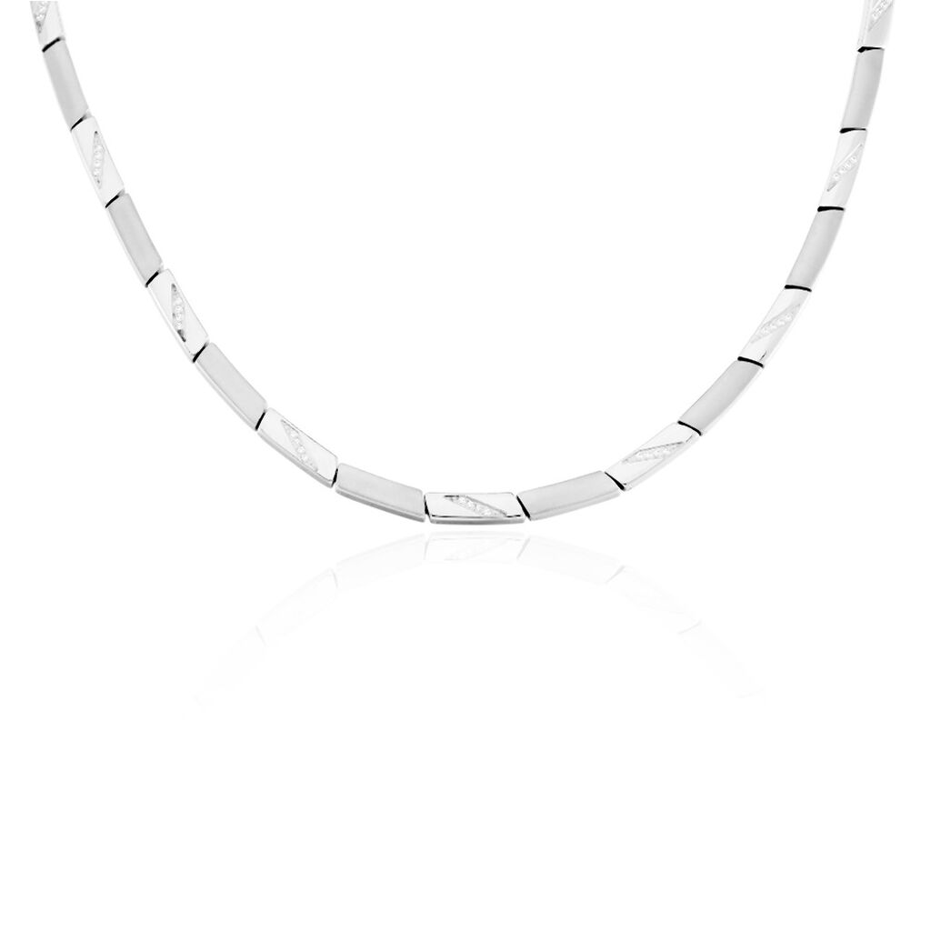🦚 VIVIAN Damen Collier Titan Zirkonia Weiß 0,56 ct Rechteckig B 4,5 mm, Collier mit Stein
