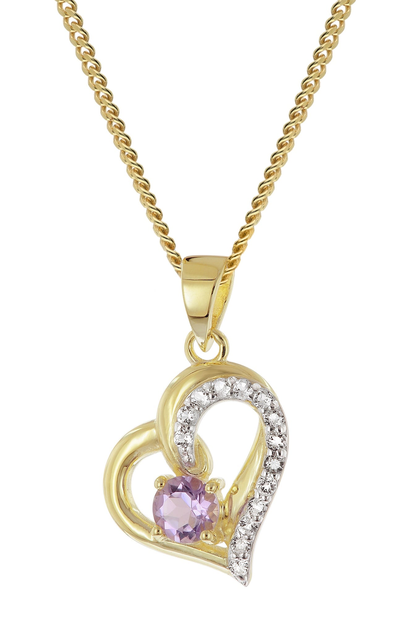 trendor 21195 Herz-Anhänger Gold 333 Amethyst/Topas an vergoldeter Silberkette