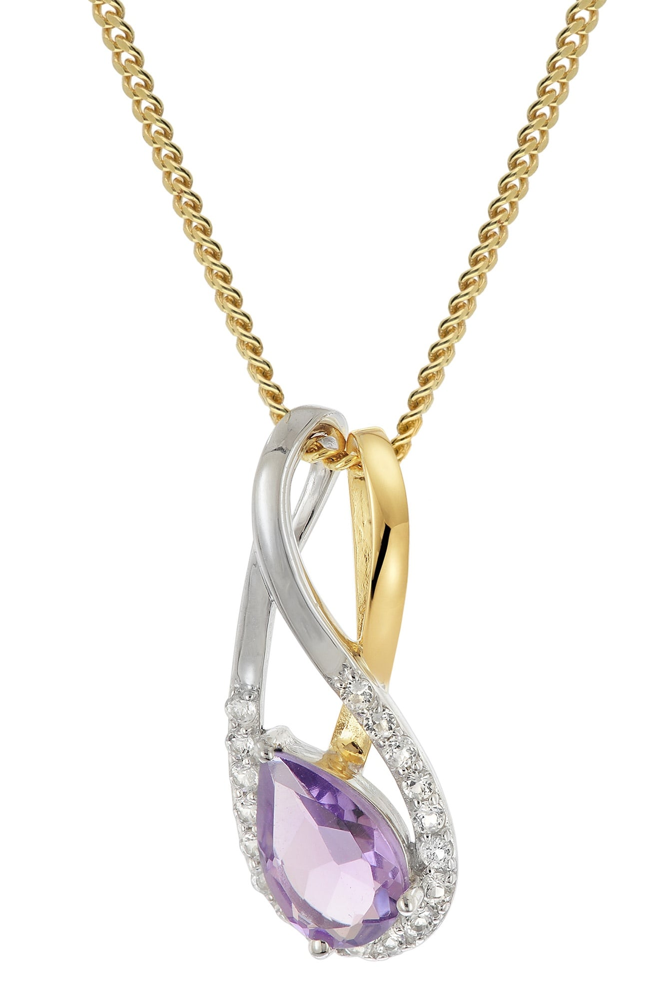 trendor 21198 Damen Gold-Anhänger 333 Bicolor Amethyst mit vergoldeter Kette