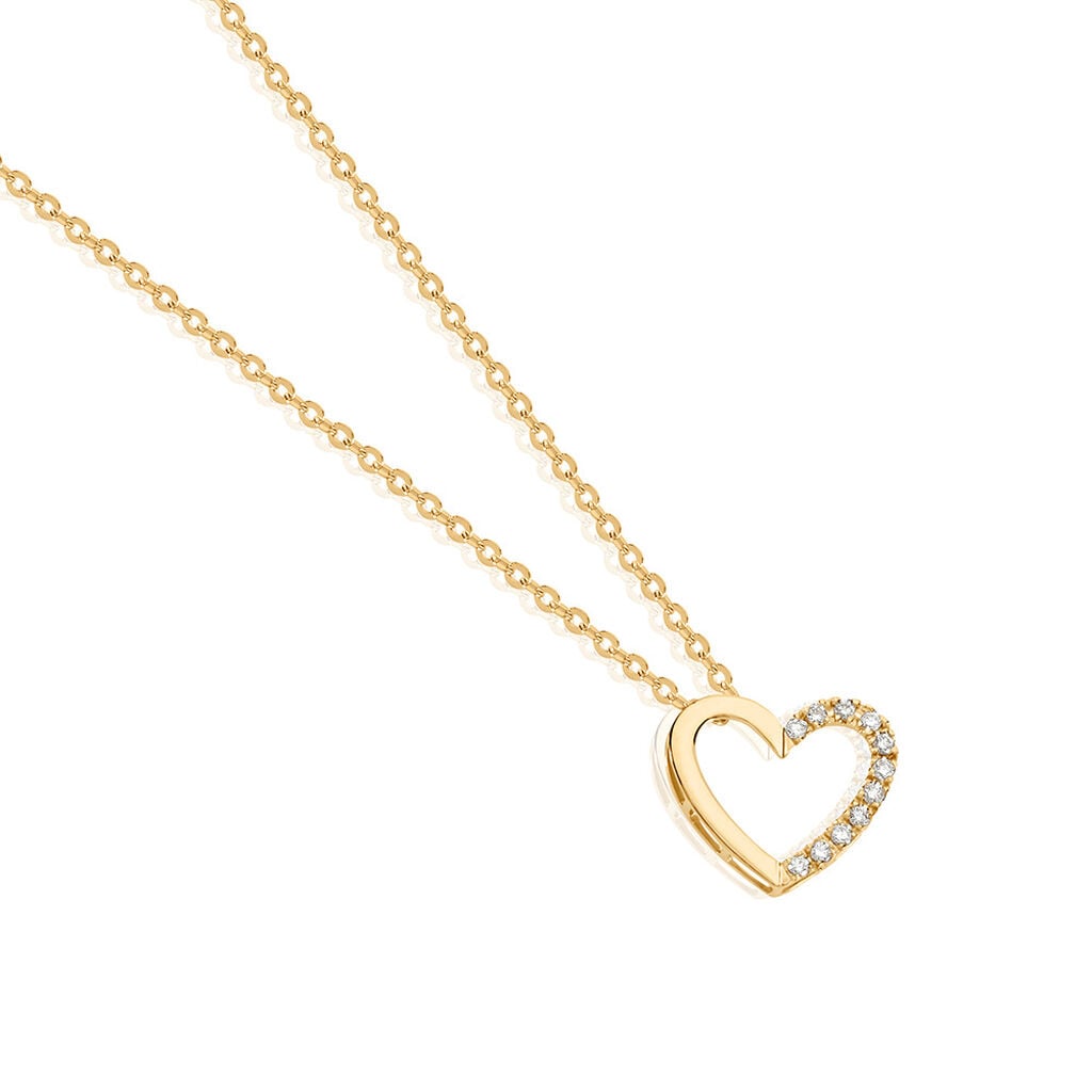 🦚 SORELLE Damen Collier Gold 585 (14 Karat) Diamant Weiß 0,04 ct Herz, Collier mit Stein