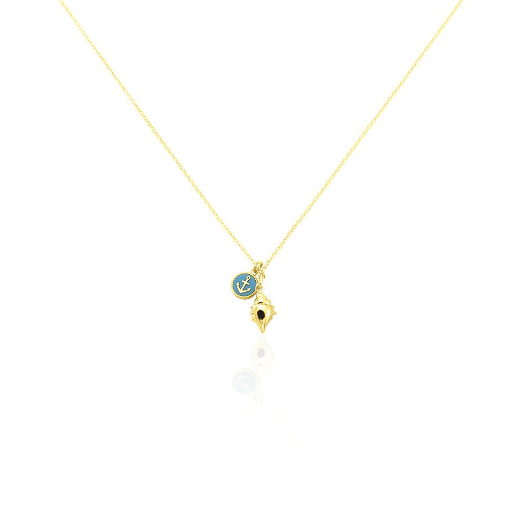 🦚 IVETA Damen Collier Silber vergoldet 925 Türkis Türkis Muschel, Collier mit Stein