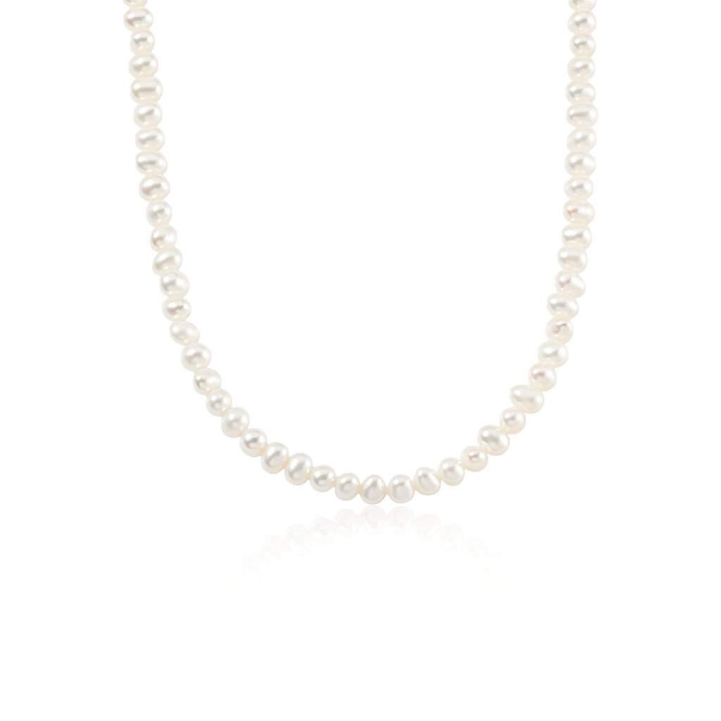 🦚 Leony Damen Kette Silber 925 Zuchtperle Weiß, Kette mit Stein