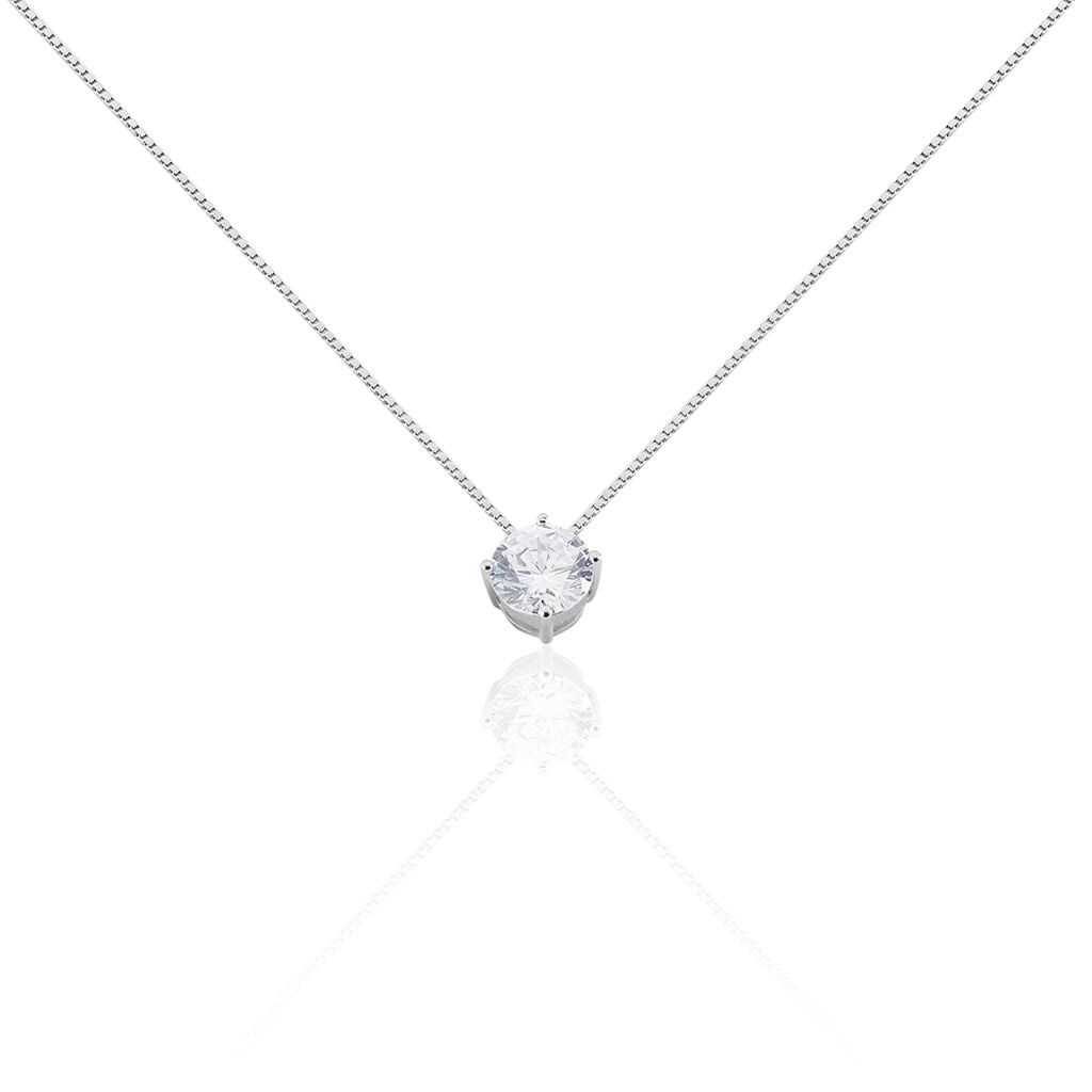 🦚 LISTO 1 Damen Collier Silber 925 Zirkonia Weiß 3,95 ct, Collier mit Stein