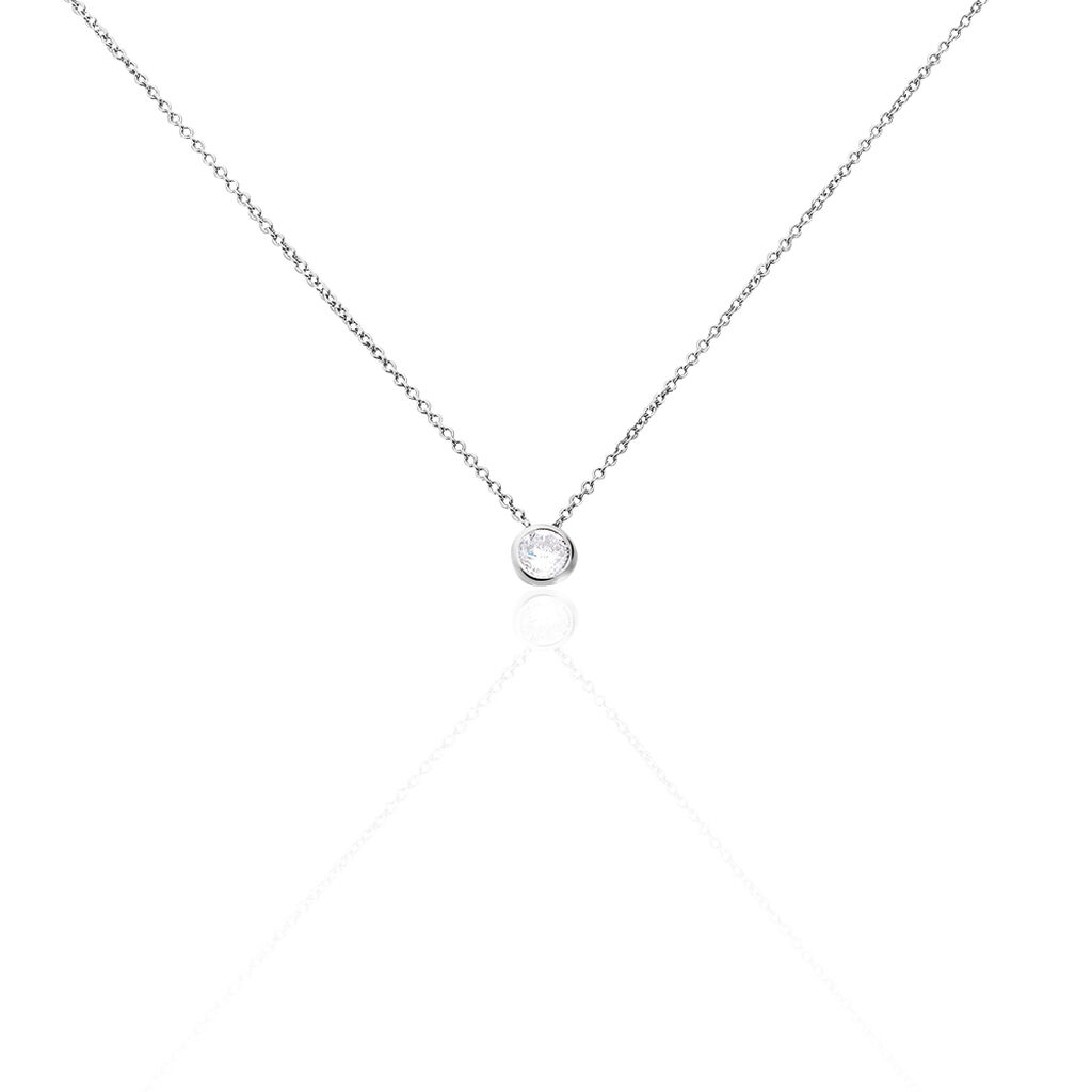 🦚 Damen Collier Silber 925 Zirkonia Weiß, Collier mit Stein