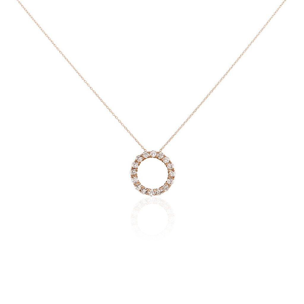 🦚 MYRIAM Damen Collier Silber rosevergoldet 925 Zirkonia Champagner 4,21 ct Kreis B 1,15 mm, Collier mit Stein