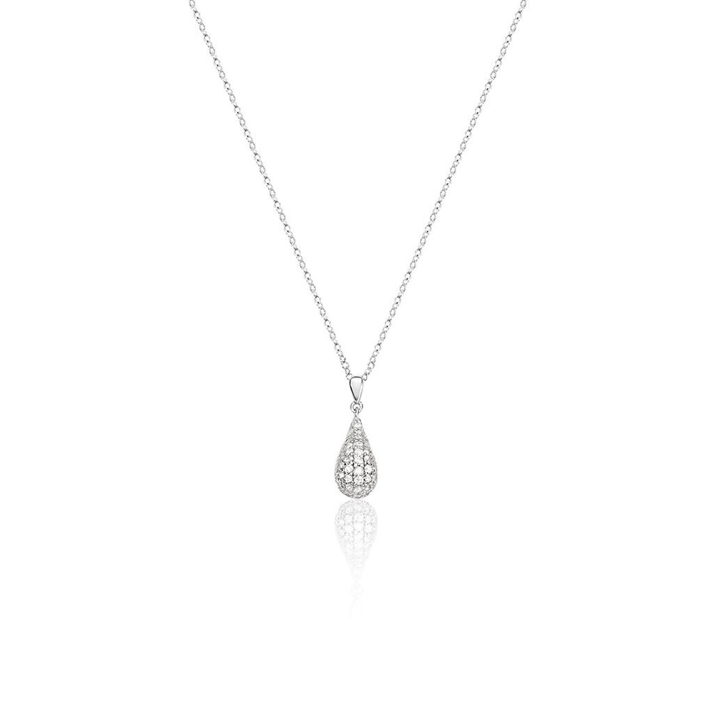 🦚 ELANI Damen Collier Silber 925 Zirkonia Weiß 0,28 ct Tropfen, Collier mit Stein
