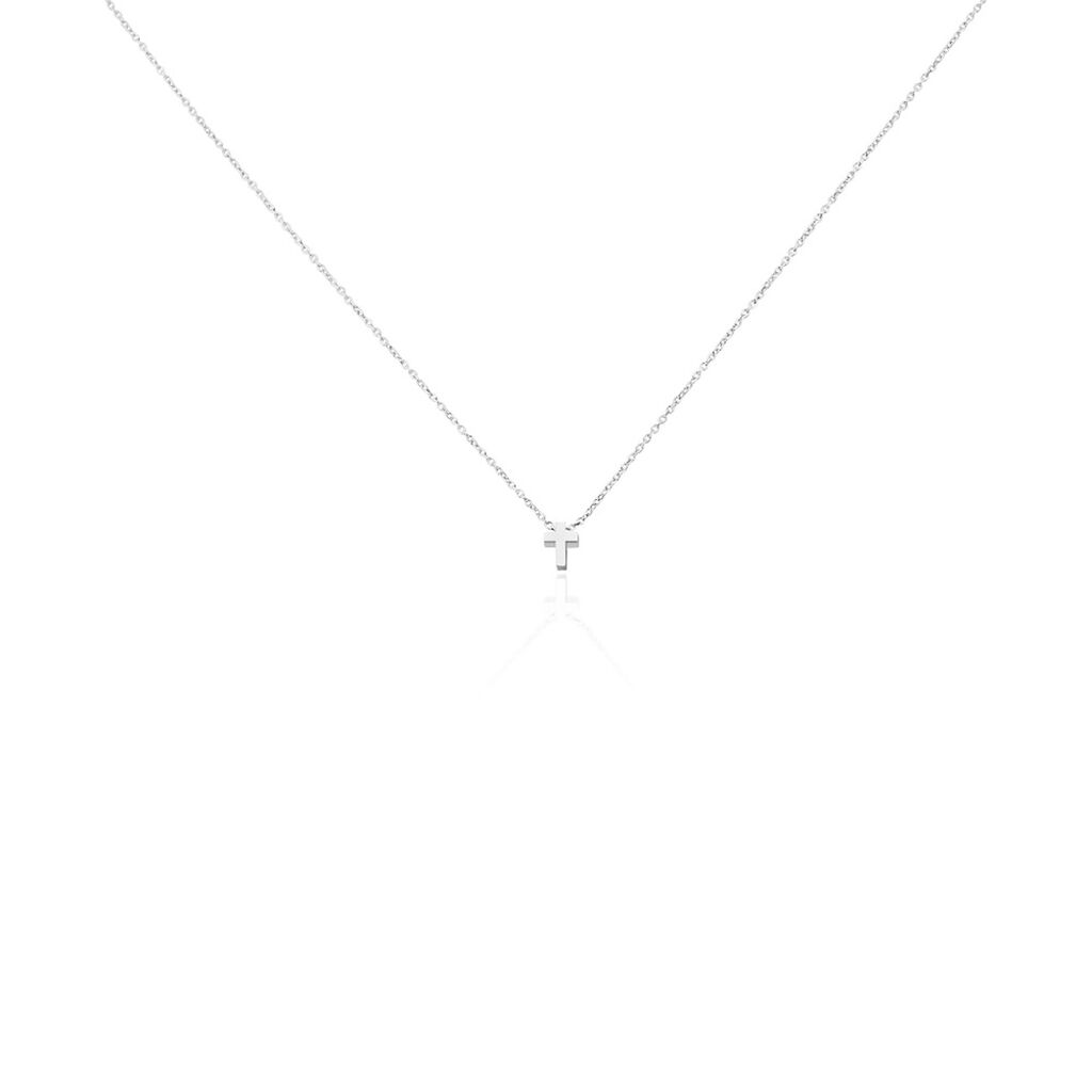 🦚 MAGI Damen Collier Silber 925 Religiöses Kreuz B 1 mm, Collier ohne Stein