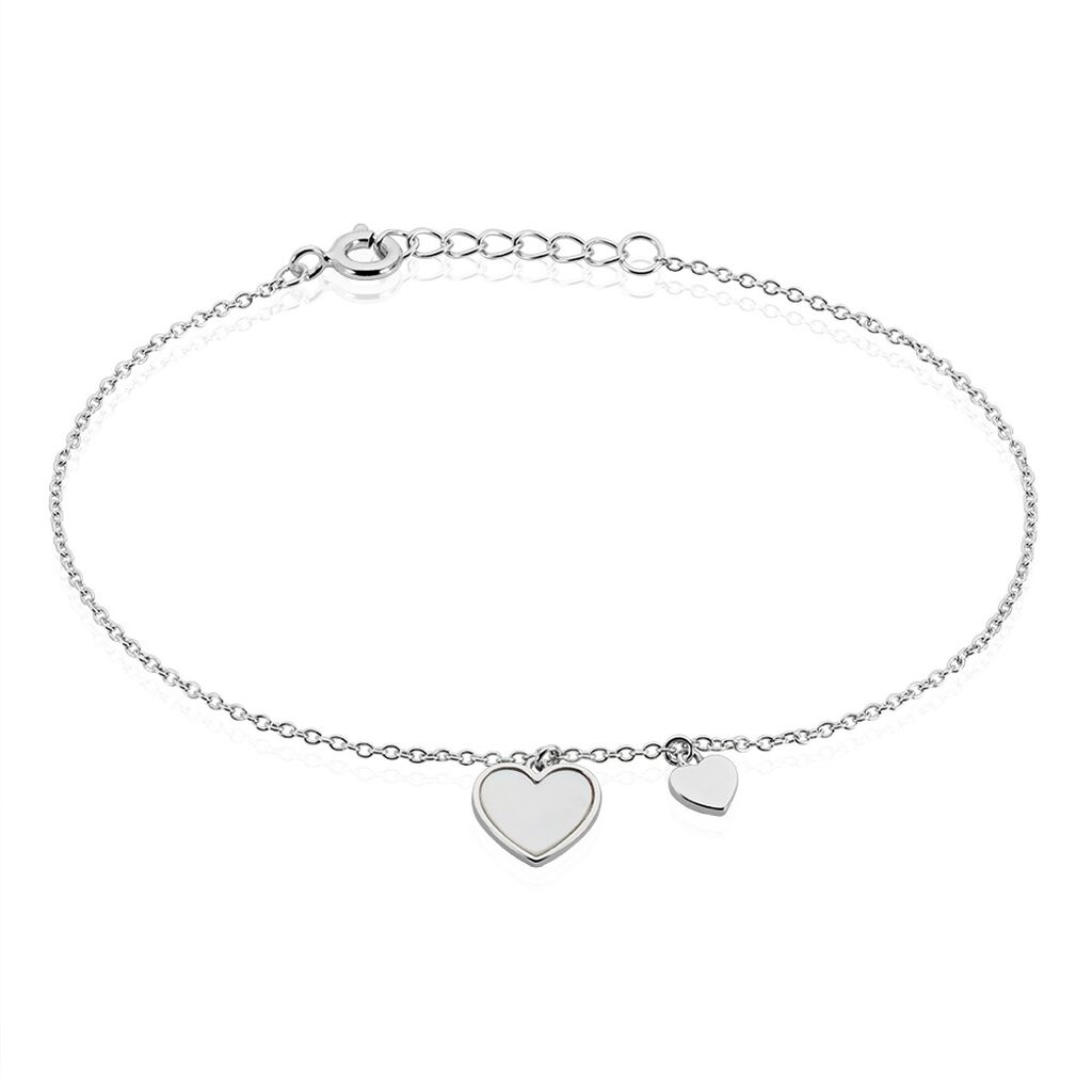 🦚 IRENA Damen Armband Silber 925 Perlmutt Perlmutt Herz B 1,6 mm, Armband mit Stein