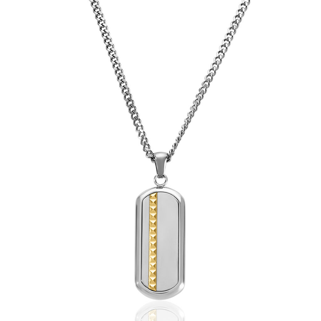 🦚 TORIN Herren Collier Edelstahl Bicolor Gelb/Silber Rechteckig B 2,5 mm, Collier ohne Stein