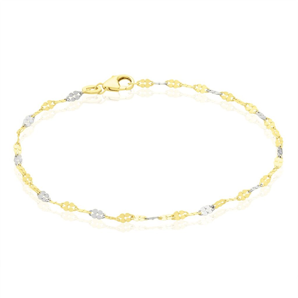 🦚 TIGERAUGE Damen Armband Gold Bicolor 375 (9 Karat), Armband ohne Stein