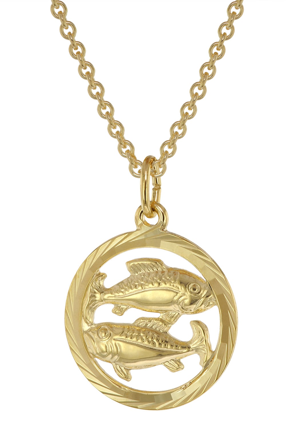 trendor 75940-03 Sternzeichen Fische Gold 333 Anhänger Ø 16 mm + Halskette