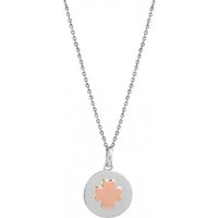 Xenox Damen Halskette Circleheart Coin Anhänger mit Kleeblatt Silber XS3434RK