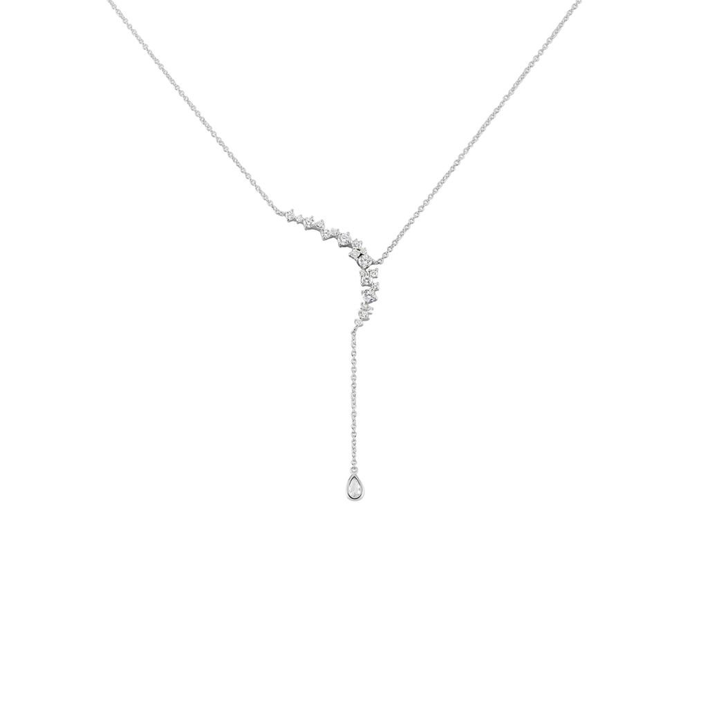 🦚 INA Damen Collier Silber 925 Zirkonia Weiß, Collier mit Stein