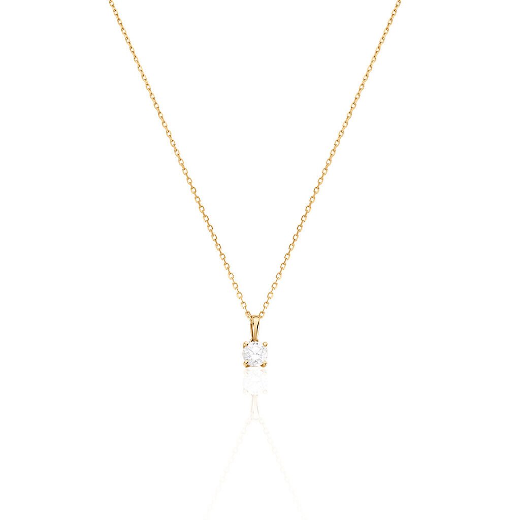 🦚 AURELA Damen Collier Gold 585 (14 Karat) Synthetischer Diamant Weiß 0,25 ct, Collier mit Stein