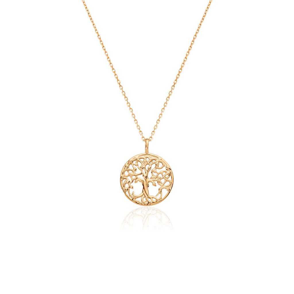 🦚 LEIA Damen Collier Vergoldet Lebensbaum, Collier ohne Stein