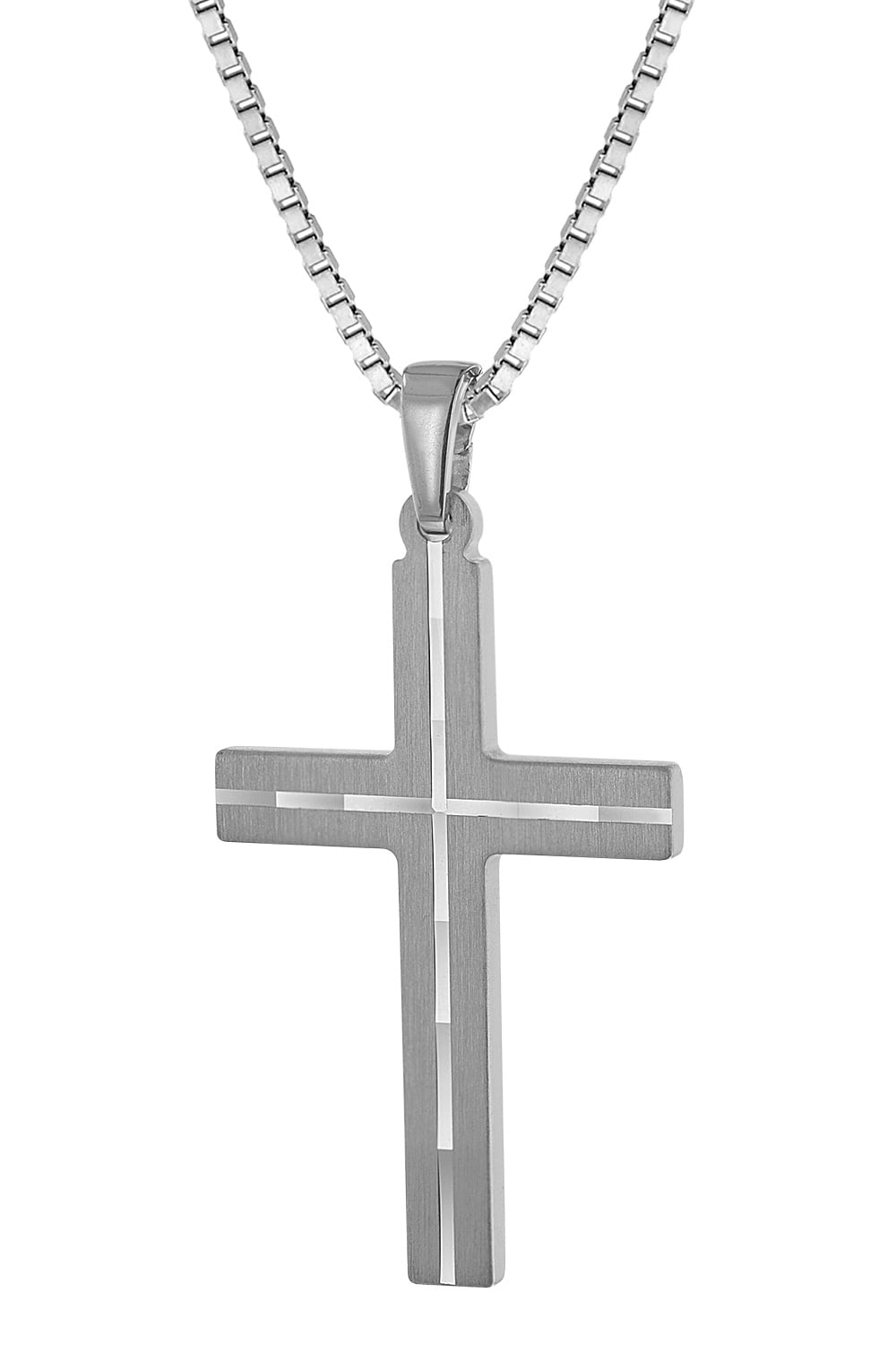trendor 63836 Herren-Halskette mit Kreuz-Anhänger 925 Silber