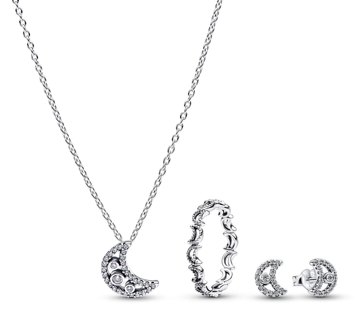 Pandora 21122 Schmuck-Set für Damen Silber Kette, Ohrringe und Ring Mond