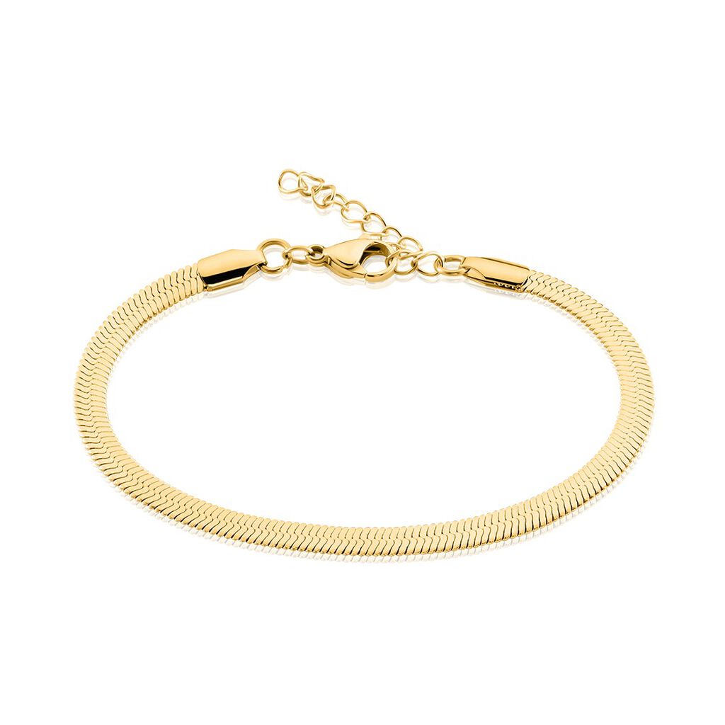 🦚 PALOMA Damen Armband Edelstahl vergoldet B 4 mm, Armband ohne Stein