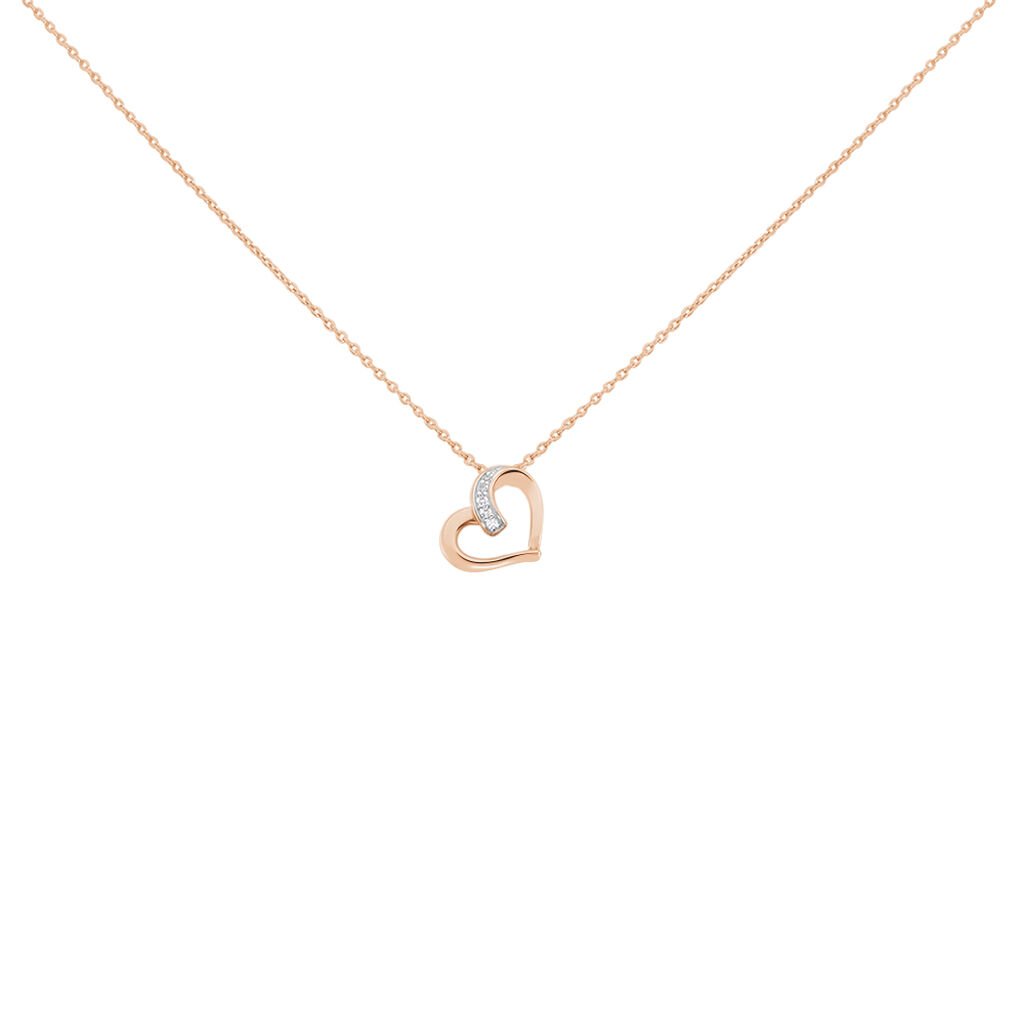 🦚 ASHLEY HERZ Damen Collier Silber rosevergoldet 925 Zirkonia Weiß 0,01 ct Herz, Collier mit Stein
