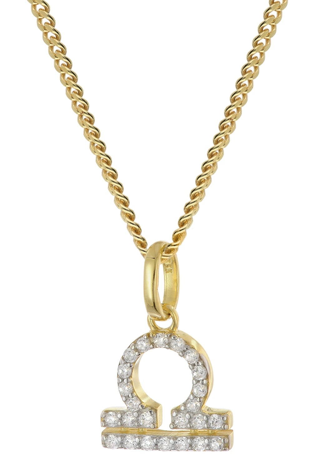 GLIZZ GL8330-07 Sternzeichen Waage Gold 333/8K an vergoldeter Silberkette