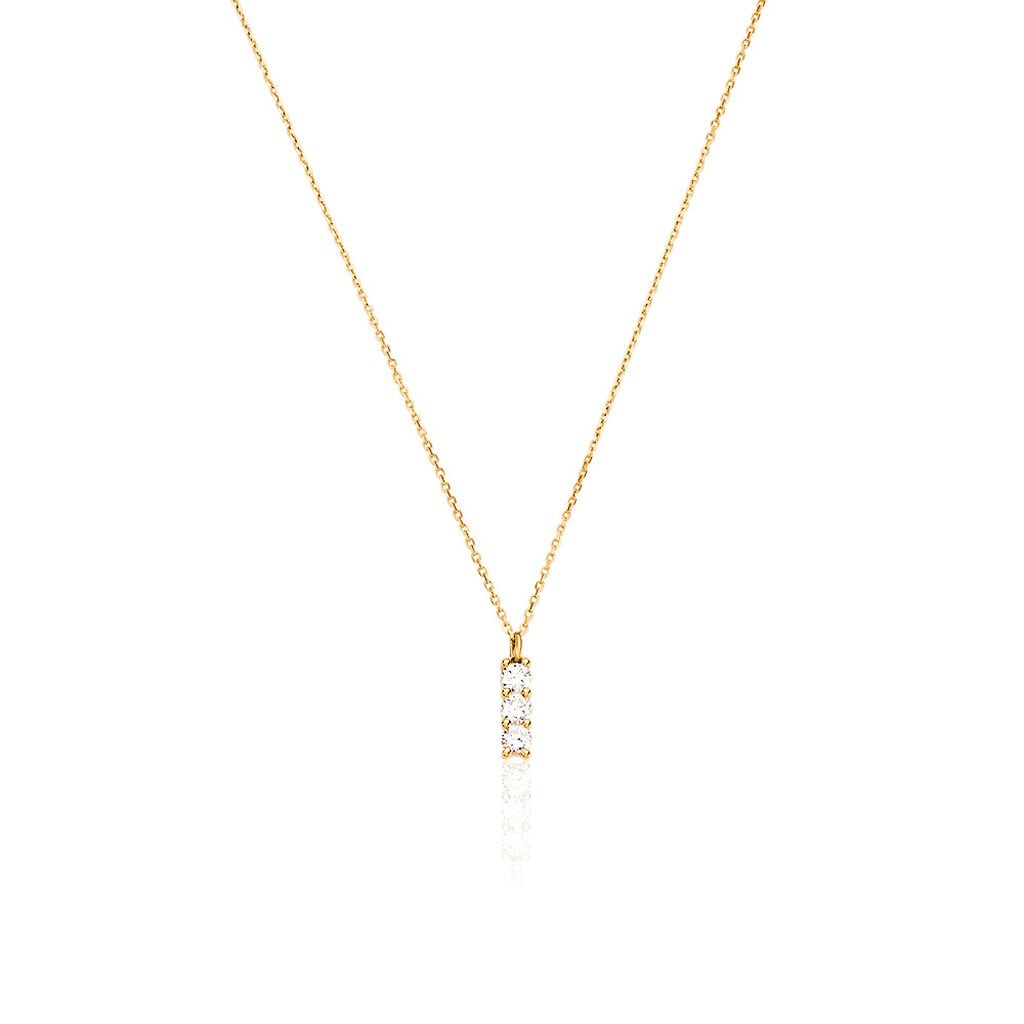 🦚 MERCY Damen Collier Gold 585 (14 Karat) Synthetischer Diamant Weiß 0,3 ct, Collier mit Stein