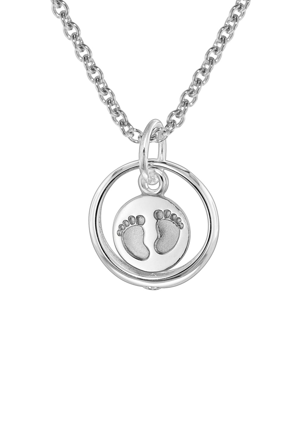 trendor 08467 Taufkette 925 Silber Taufring mit Anhänger Babyfüße
