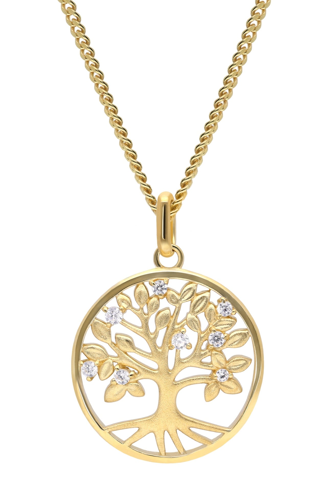 trendor 28538 Damen-Kette 925 Silber Vergoldet Lebensbaum Collier
