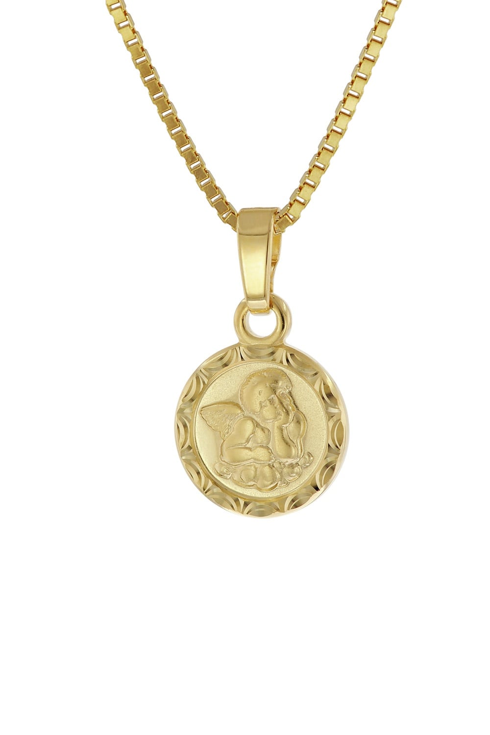 trendor 41162 Engel-Anhänger Gold 333 mit vergoldeter Silber-Kette für Kinder