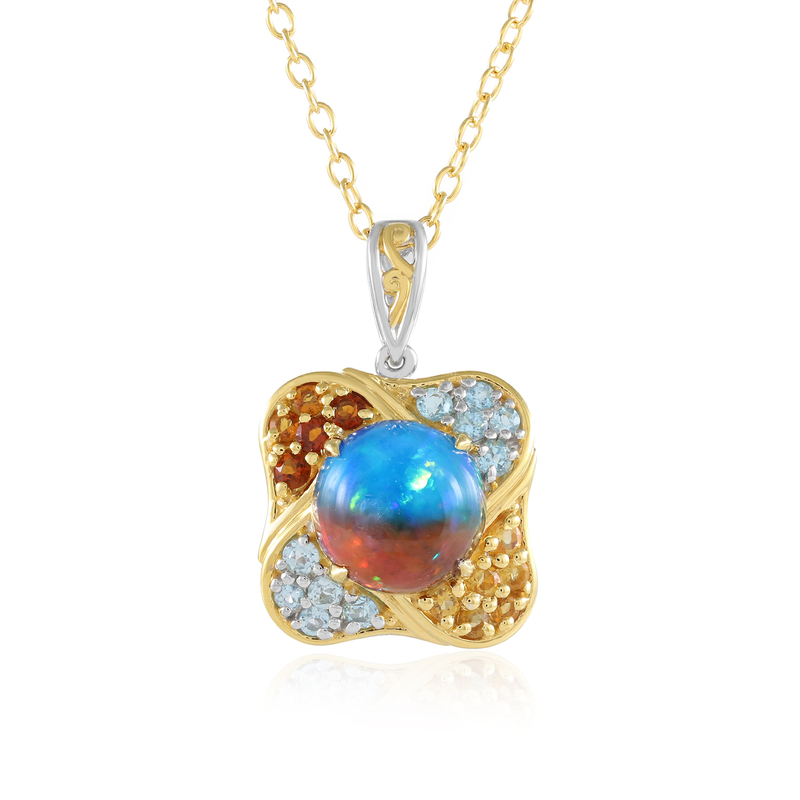 Äthiopischer Mehrfarbiger Opal-Silberhalskette (Gems en Vogue)
