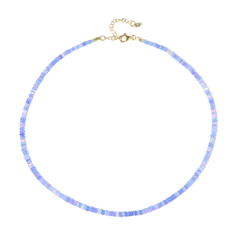 Äthiopischer Lavendel-Opal-Silberhalskette