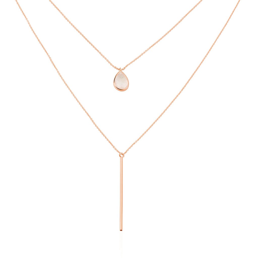 🦚 MODOU 1 Damen Collier Rosegold 375 (9 Karat) Quarz Rosé Barren, Collier mit Stein