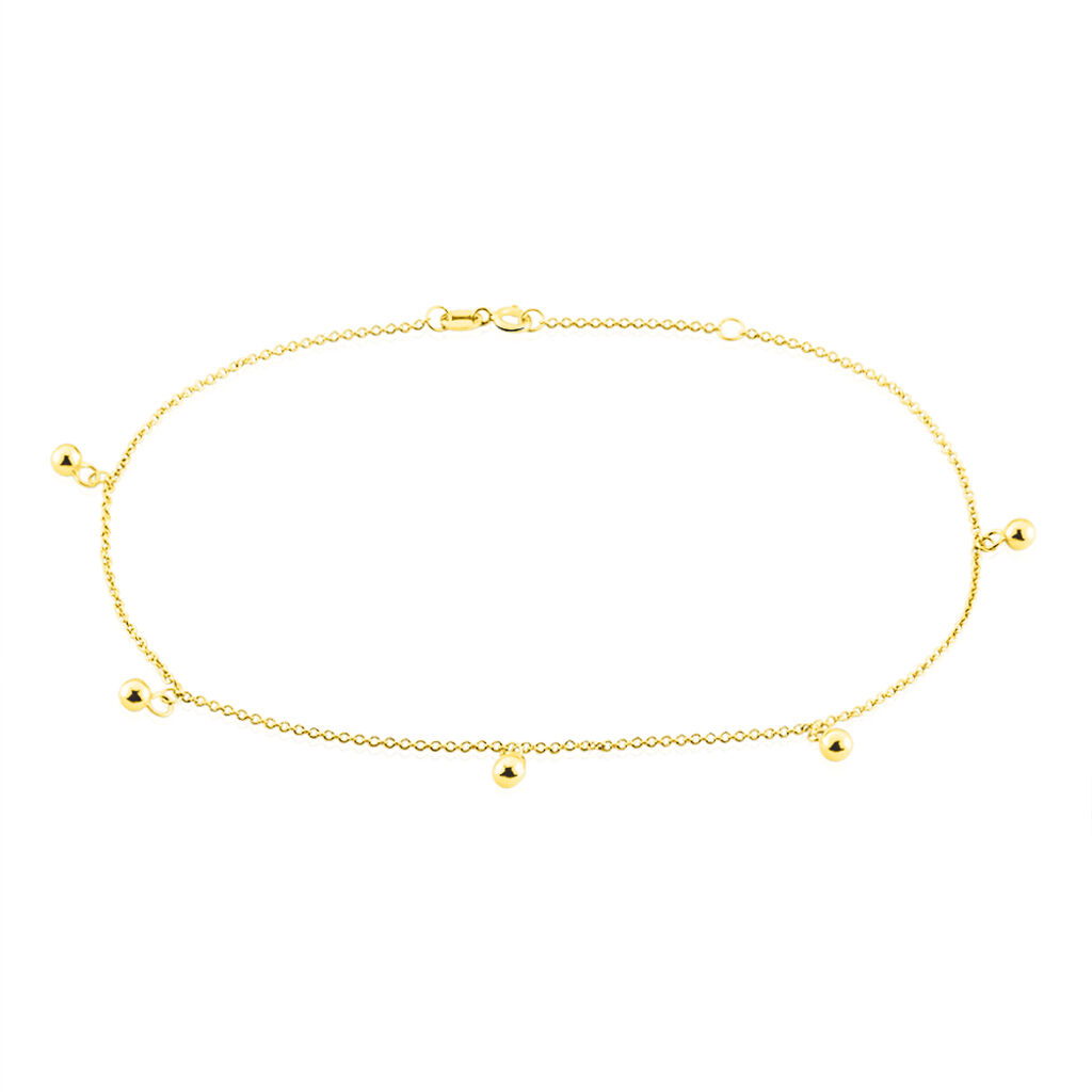 🦚 Damen Fußkette Gold 375 (9 Karat) Ball B 0,2 mm, Fußkette ohne Stein
