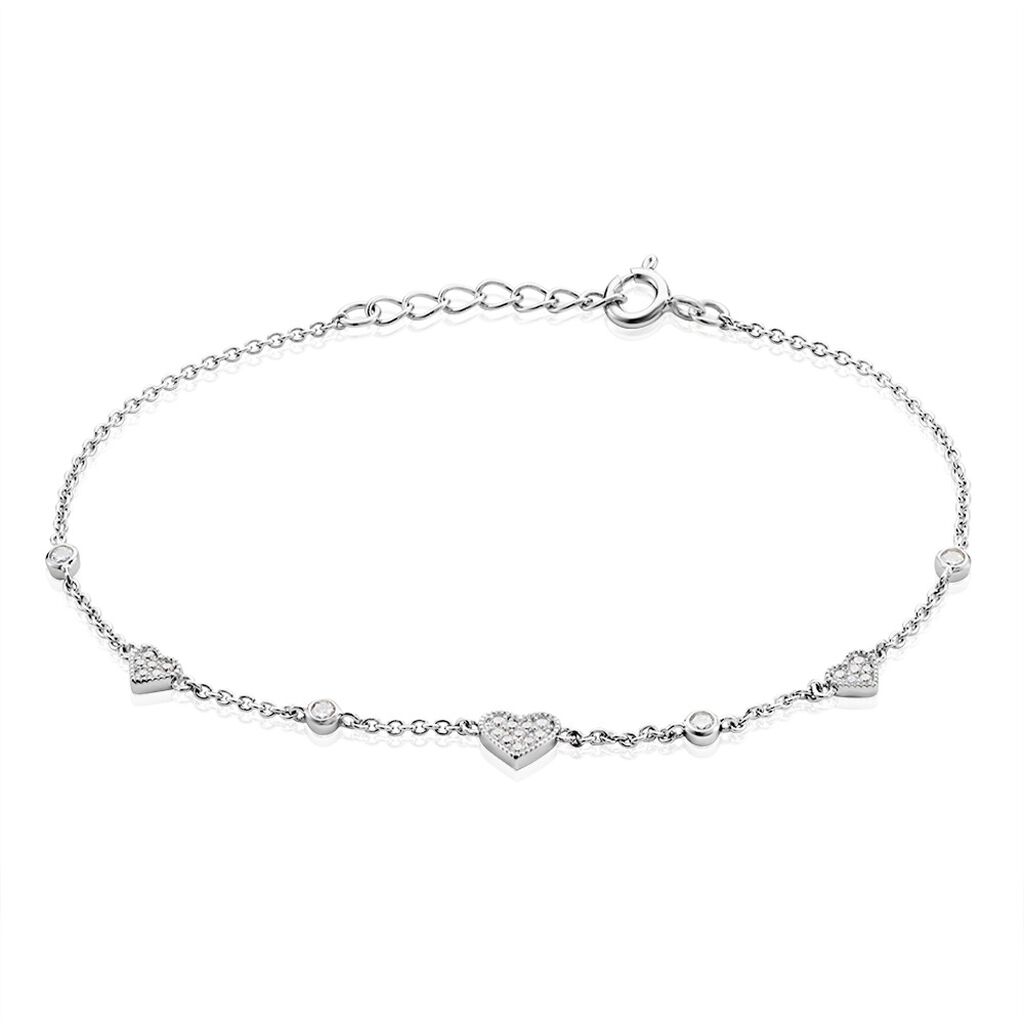 🦚 LUBOV Damen Armband Silber 925 Zirkonia Weiß 0,28 ct Herz B 2,5 mm, Armband mit Stein