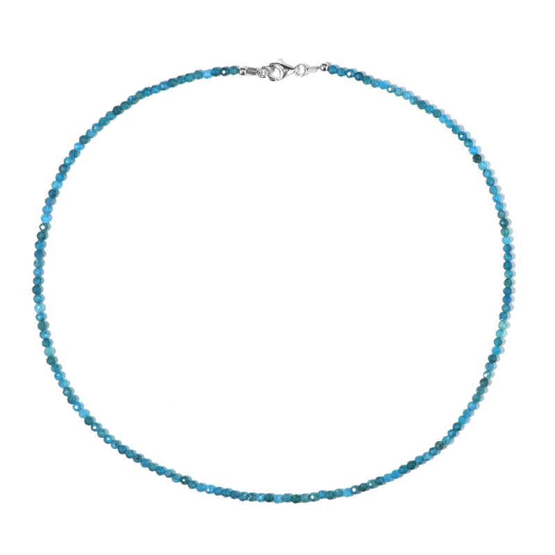 Neonblauer Apatit-Silberhalskette