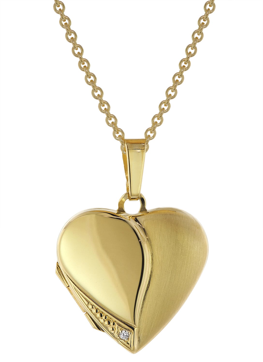 trendor 75738 Medaillon Herz mit Damen-Halskette Gold auf Silber 925