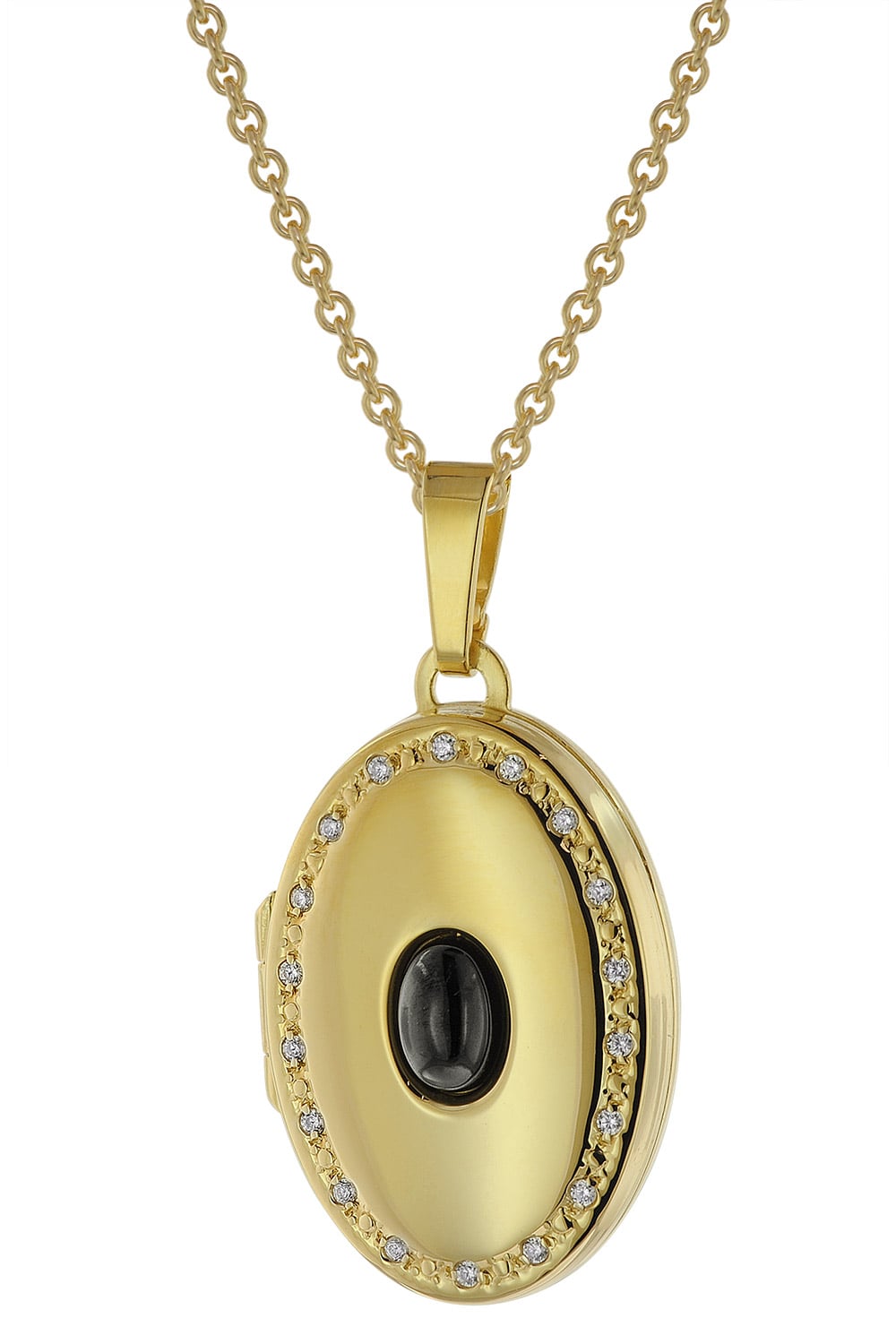 trendor 75748 Damen-Kette mit Medaillon Onyx und Zirkonia Gold auf Silber 925