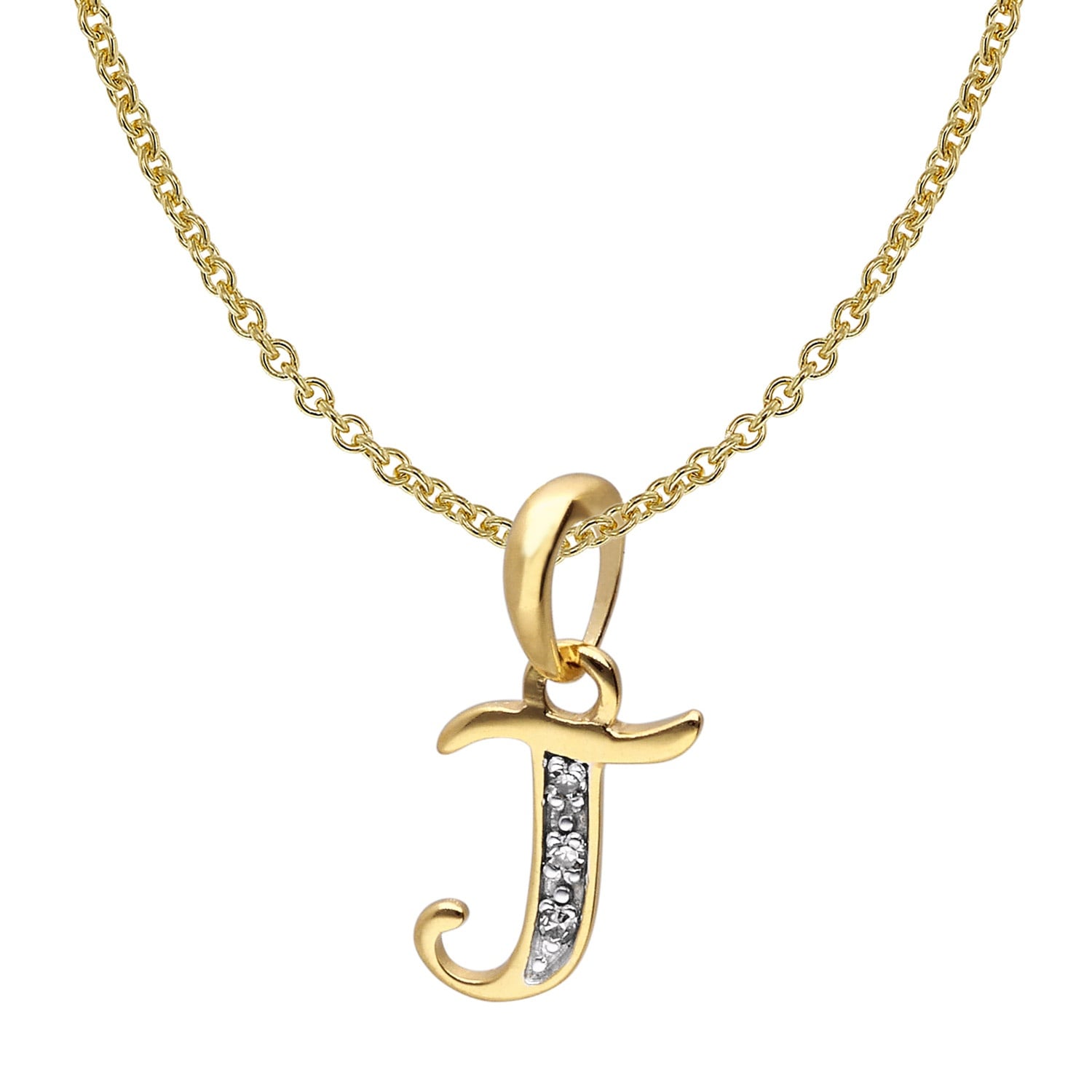 trendor 41520-J Buchstaben-Anhänger J Gold 333/8K mit vergoldeter Silberkette
