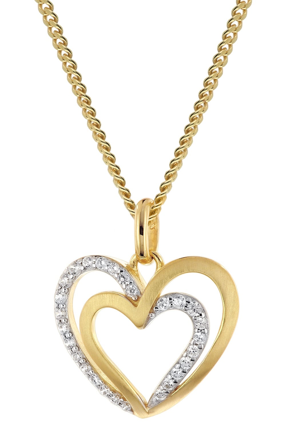 GLIZZ GL8673 Anhänger Herz Gold 333/8K an vergoldeter Silberkette