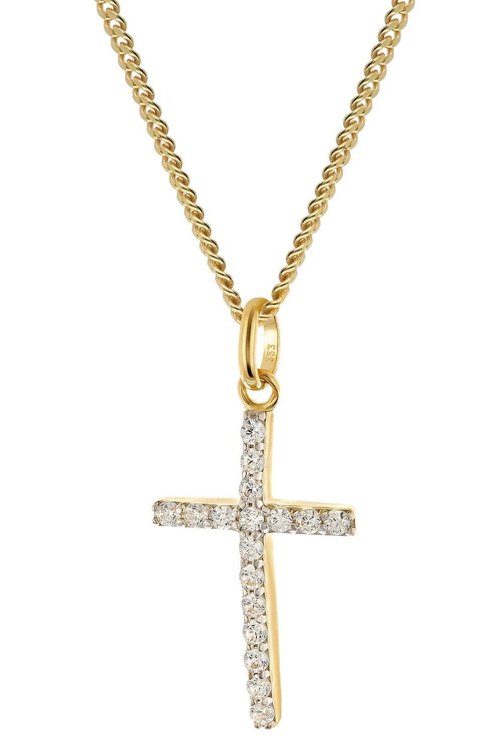 GLIZZ GL8317 Kreuz-Anhänger Gold 333 mit Zirkonia an vergolder Silberkette