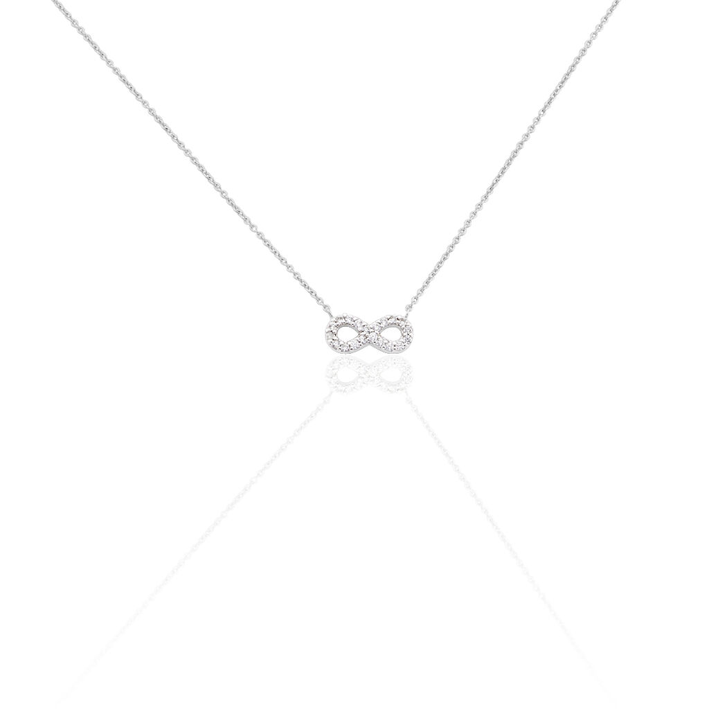 🦚 INFI INFINITY 3 Damen Collier Silber 925 Zirkonia Weiß Unendlichkeit, Collier mit Stein