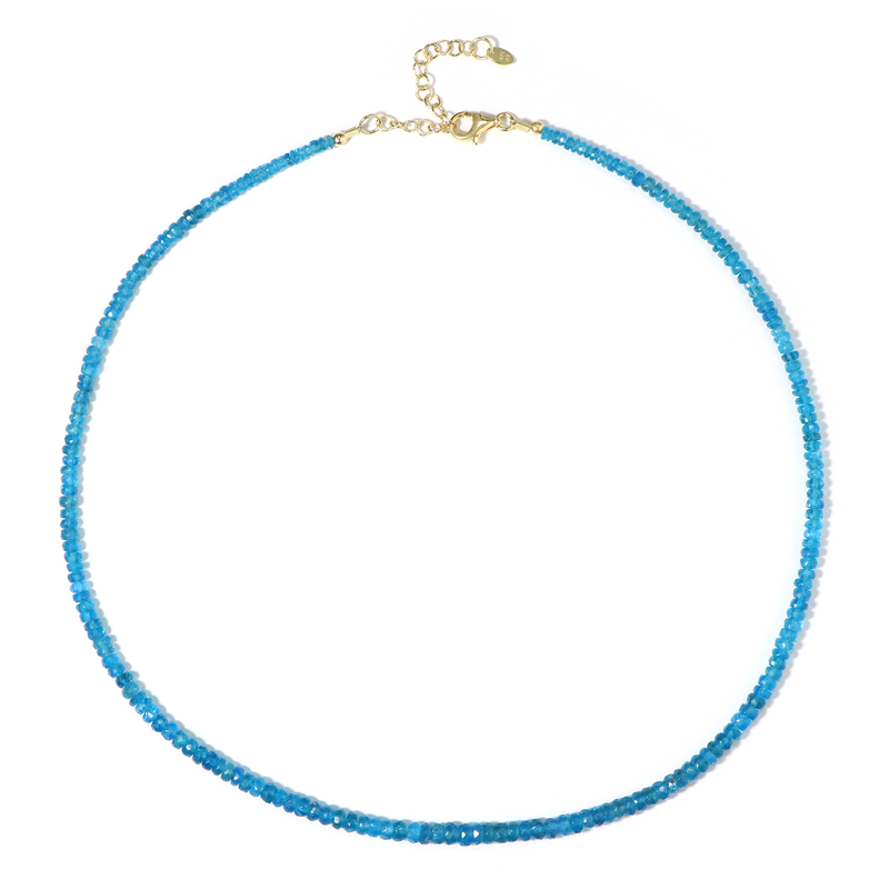 Neonblauer Apatit-Silberhalskette