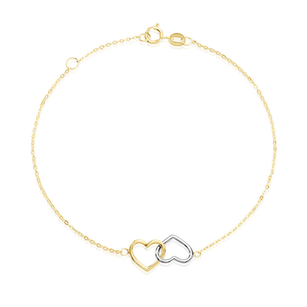 🦚 Damen Armband Gold Bicolor Gelb/Silber 375 (9 Karat), Armband ohne Stein