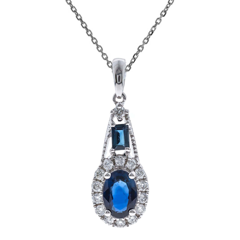 Blauer Ceylon-Saphir-Goldhalskette