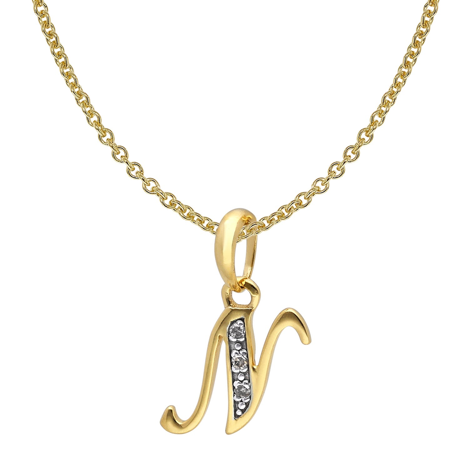 trendor 41520-N Buchstaben-Anhänger N Gold 333/8K mit vergoldeter Silberkette